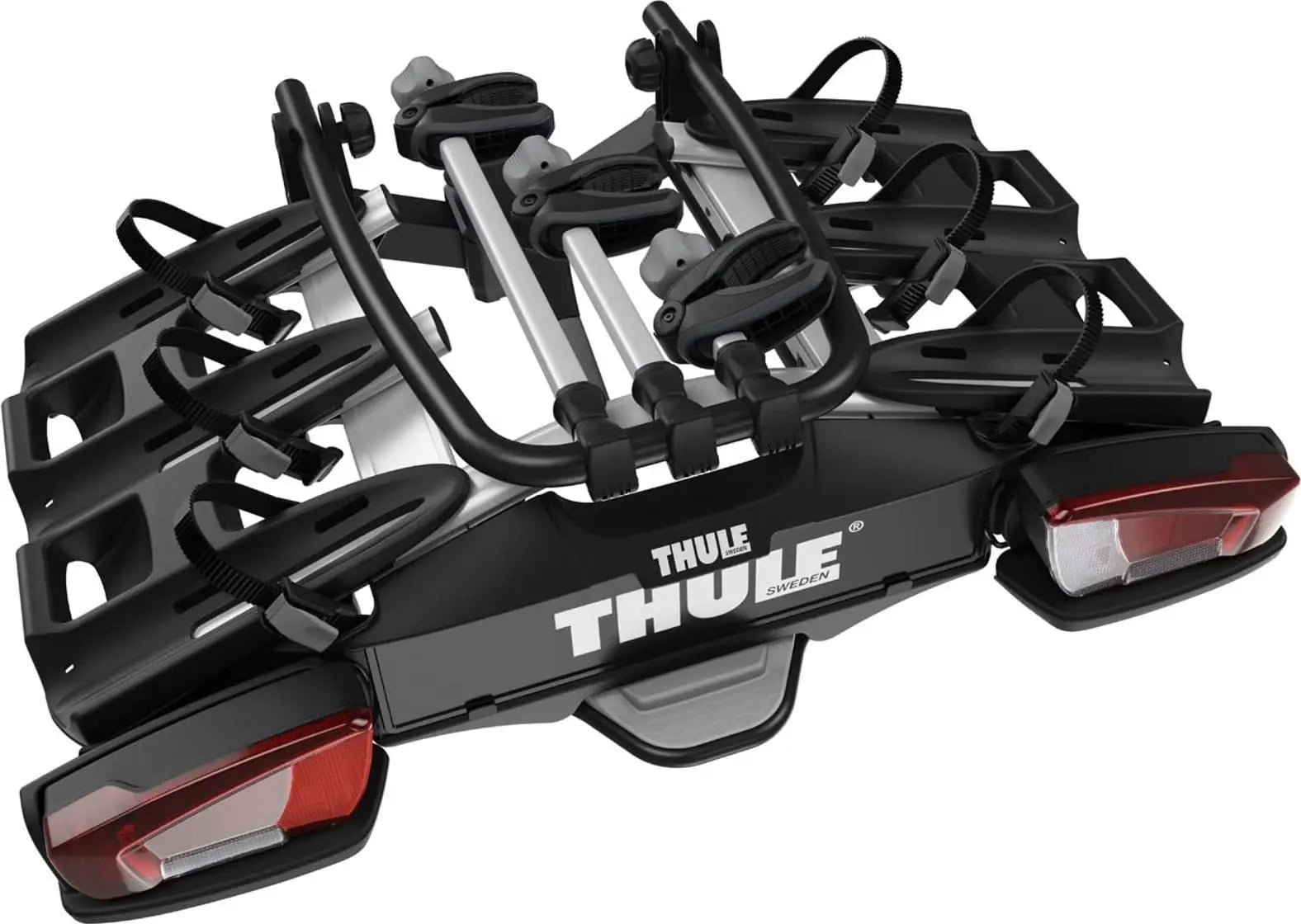 Porte-Vélos sur Boule d'Attelage Thule VeloCompact Prise 13 Broches - 3 Vélos (Compatible E-Bikes) Noir Argent JARDINS LOISIRS