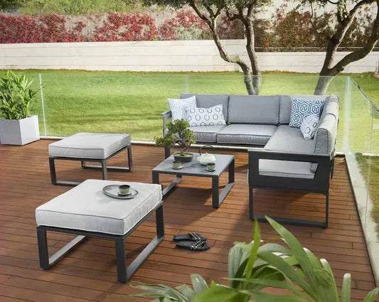 Salon de jardin gris Odyssea NATERIAL, 7 personnes JARDINS LOISIRS