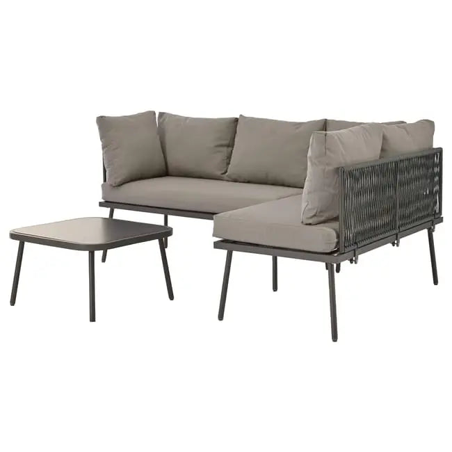 Salon de jardin modulable en fer galvanisé : 4 canapés 2 places + 2 tables basses - Gris JARDINS LOISIRS
