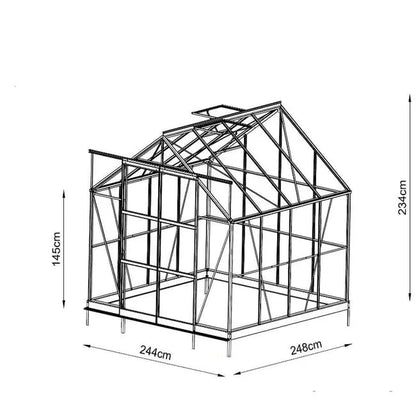Serre carrée Jade 6.05m² en aluminium laqué vert et verre trempé avec base JARDINS LOISIRS