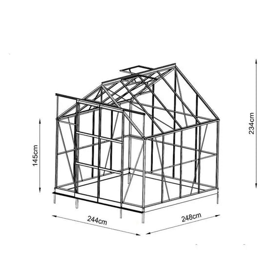 Serre carrée Jade 6.05m² en aluminium laqué vert et verre trempé avec base JARDINS LOISIRS