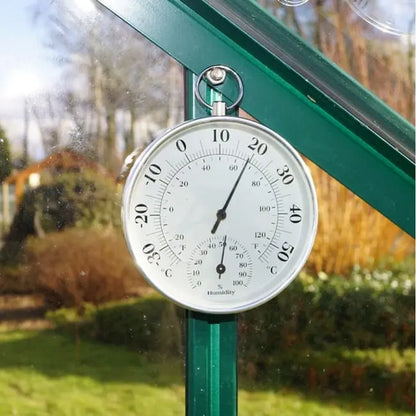 Serre carrée Jade 6.05m² en aluminium laqué vert et verre trempé avec base JARDINS LOISIRS