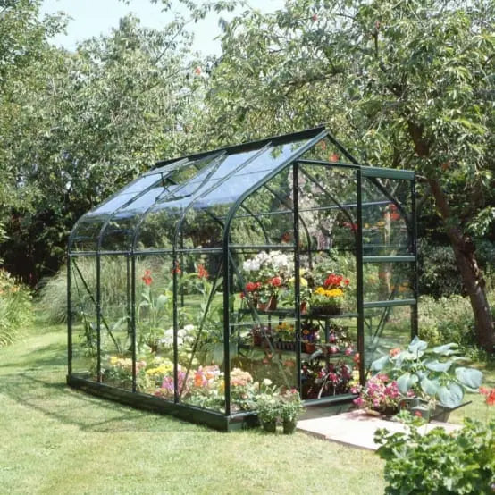 Serre de jardin Supreme verre trempé 5 m² vert + embase - Halls JARDINS LOISIRS