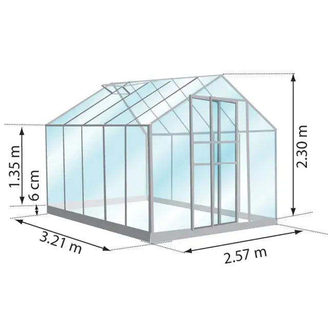 Serre de jardin aluminium et verre trempé LAMS Carvi Merkur 8300 gris, 8.25 m² VERTS LOISIRS