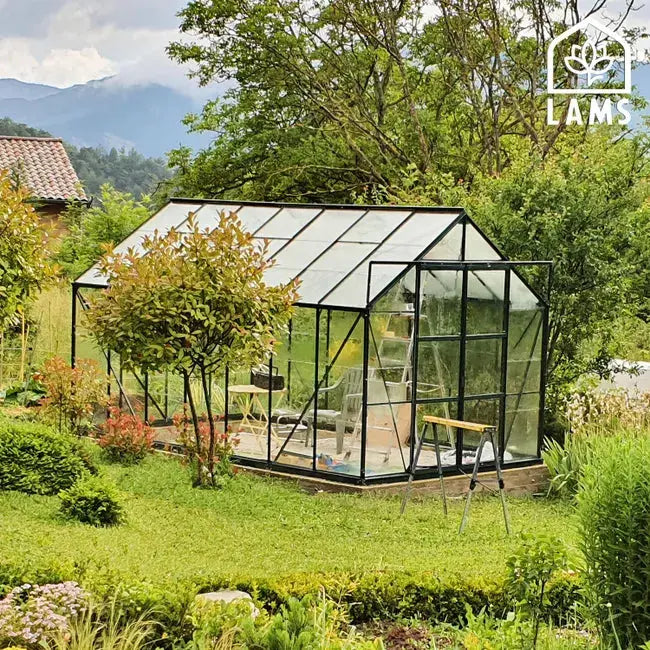 Serre de jardin en verre trempé LAMS laurus uranus, 11.4 m² JARDINS LOISIRS