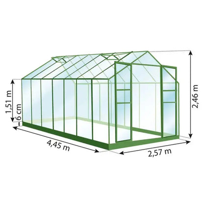Serre de jardin en verre trempé LAMS laurus uranus, 11.4 m² JARDINS LOISIRS