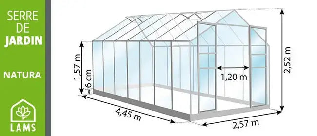 Serre de jardin en verre trempé LAMS laurus uranus, 11.4 m² JARDINS LOISIRS