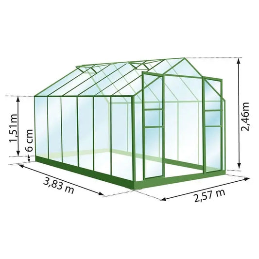 Serre de jardin en verre trempé LAMS laurus uranus, 9.8 m² VERTS LOISIRS