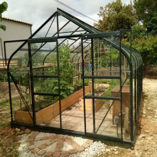 Serre en verre trempé Qube carrée noir 6.60 m² + embase - Halls JARDINS LOISIRS