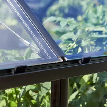 Serre en verre trempé Qube noir 13 m² + embase - Halls JARDINS LOISIRS