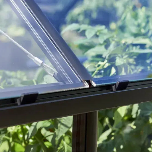 Serre en verre trempé Qube noir 13 m² + embase - Halls JARDINS LOISIRS
