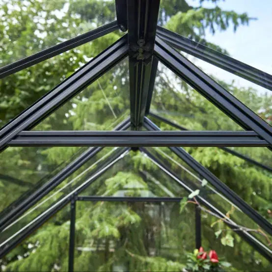 Serre en verre trempé Qube noir 13 m² + embase - Halls JARDINS LOISIRS