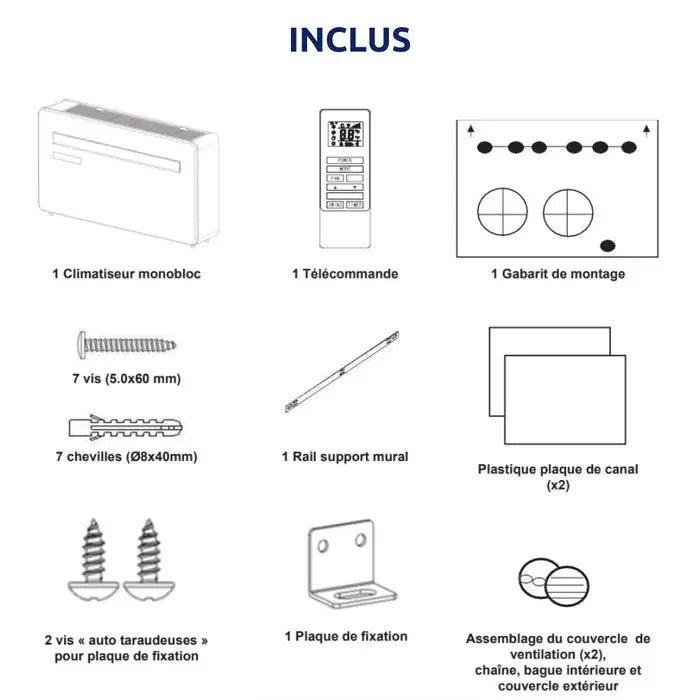 VOLTMAN Climatiseur Connecté Monobloc 10000 Btu - 2,93kw - 36 M² - Inverter Réversible Blanc - Classe A JARDINS LOISIRS