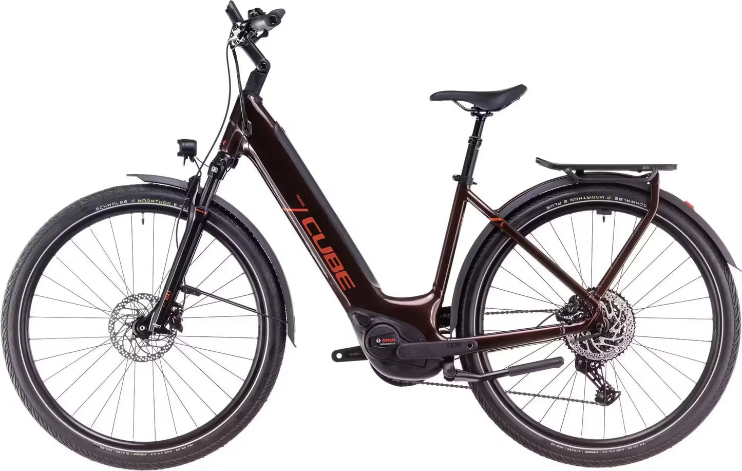 VTC Électrique Cube Touring Hybrid Pro 625 Easy Entry Shimano Cues 11V 625 Wh 700 mm Marron Orange Cinnamon 2025 JARDINS LOISIRS