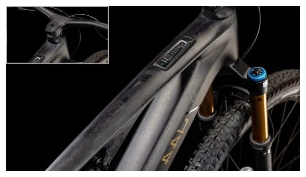 VTT Électrique Tout-Suspendu Cube AMS Hybrid One44 C:68X SLT 400X Shimano XTR 12V 400 Wh 29'' Gris Carbon Or 2025 JARDINS LOISIRS