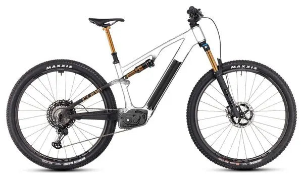 VTT Électrique Tout-Suspendu Cube AMS Hybrid One44 C:68X SLT 400X Shimano XTR 12V 400 Wh 29'' Gris Carbon Or 2025 JARDINS LOISIRS
