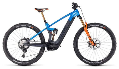 VTT Électrique Tout-Suspendu Cube Stereo Hybrid 140 HPC Actionteam 750 Shimano XT 12V 750 Wh 27.5'' Bleu Gris Actionteam JARDINS LOISIRS