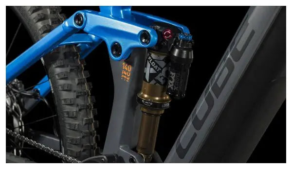 VTT Électrique Tout-Suspendu Cube Stereo Hybrid 140 HPC Actionteam 750 Shimano XT 12V 750 Wh 27.5'' Bleu Gris Actionteam JARDINS LOISIRS