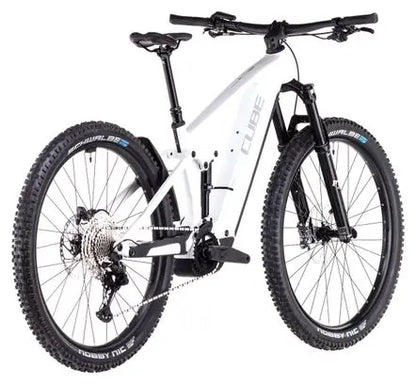 VTT Électrique Tout-Suspendu Cube Stereo Hybrid One44 EXC 800 Shimano Deore XT 12V 800 Wh 29'' Blanc Marble 2025 JARDINS LOISIRS