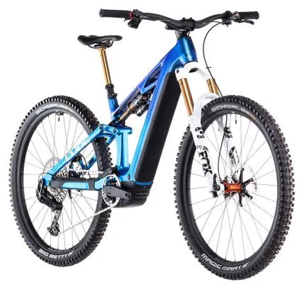 VTT Électrique Tout-Suspendu Cube Stereo Hybrid One44 HPC AT 800 Sram X0 Eagle AXS 12V 800 Wh 27.5'' Bleu Actionteam 2025 JARDINS LOISIRS