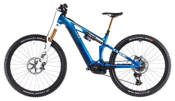 VTT Électrique Tout-Suspendu Cube Stereo Hybrid One44 HPC AT 800 Sram X0 Eagle AXS 12V 800 Wh 27.5'' Bleu Actionteam 2025 JARDINS LOISIRS