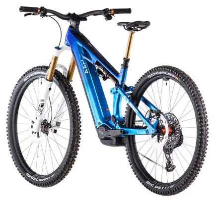 VTT Électrique Tout-Suspendu Cube Stereo Hybrid One44 HPC AT 800 Sram X0 Eagle AXS 12V 800 Wh 27.5'' Bleu Actionteam 2025 JARDINS LOISIRS