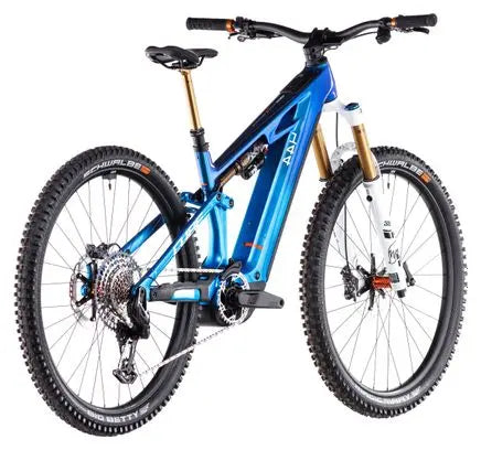 VTT Électrique Tout-Suspendu Cube Stereo Hybrid One44 HPC AT 800 Sram X0 Eagle AXS 12V 800 Wh 27.5'' Bleu Actionteam 2025 JARDINS LOISIRS