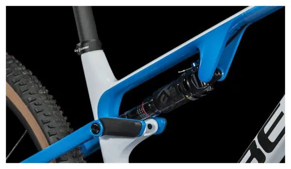VTT Tout-Suspendu Cube AMS Zero99 C:68X SLX 29 Sram GX Eagle AXS 12V 29'' Blanc Bleu Teamline JARDINS LOISIRS