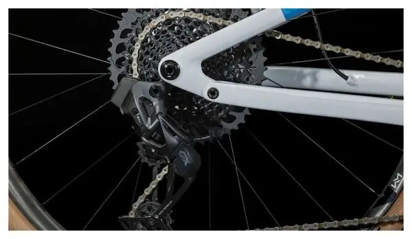 VTT Tout-Suspendu Cube AMS Zero99 C:68X SLX 29 Sram GX Eagle AXS 12V 29'' Blanc Bleu Teamline JARDINS LOISIRS