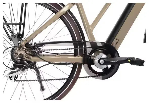 Vélo de Ville Électrique Bicyklet Camille Shimano Acera/Altus 8V 504 Wh 700 mm Beige Ivoire JARDINS LOISIRS