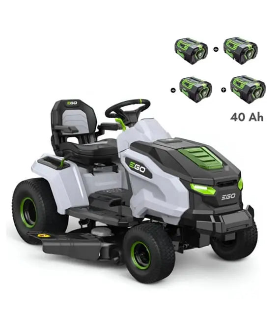 PACK Tracteur tondeuse autoportée à éjection latérale et mulching, 4 batteries 10Ah et chargeur rapide JARDINS LOISIRS