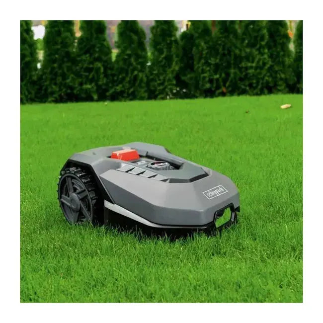 Robot tondeuse connecté 400m2 Scheppach RoboCut L500 avec station de recharge | Jusqu'a 400 m² | Capteur de pluie | WiFi & BT JARDINS LOISIRS