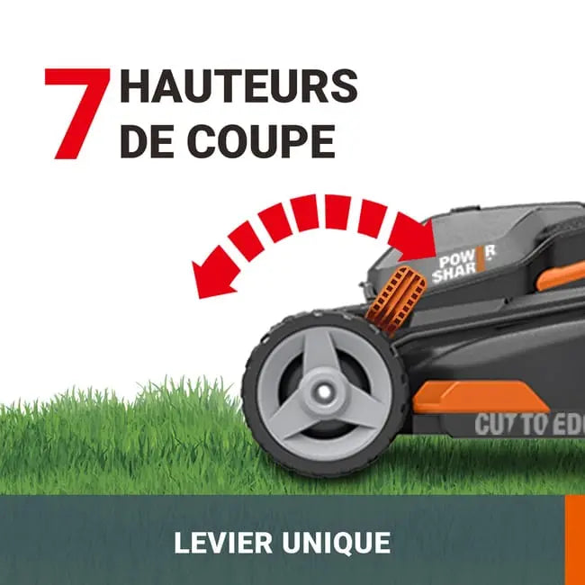 Tondeuse à gazon 2*20V WORX - WG743E (2 batteries 4Ah et chargeur double) JARDINS LOISIRS