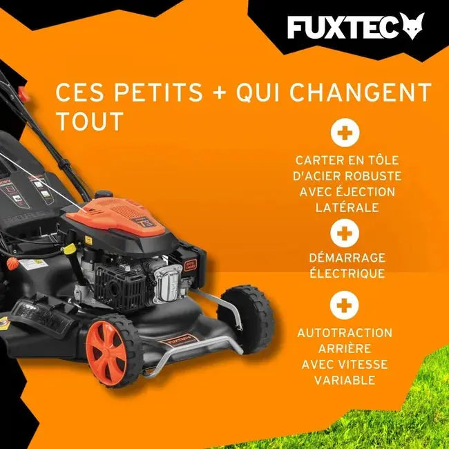 Tondeuse thermique autotractée démarrage électrique vitesse réglable 196cm3 53cm JARDINS LOISIRS