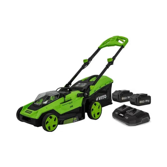 Tondeuse 40V -2 Batteries lithium 2.0Ah Chargeur Double Moteur Brushless Gazon 500m2 VITO JARDINS LOISIRS